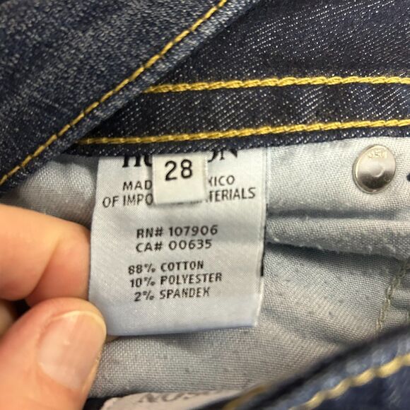 Hudson Signature Blue Dark Wash Lower-Rise Flap Pocket Baby Bootcut Jeans Sz 28 - Picture 6 of 14